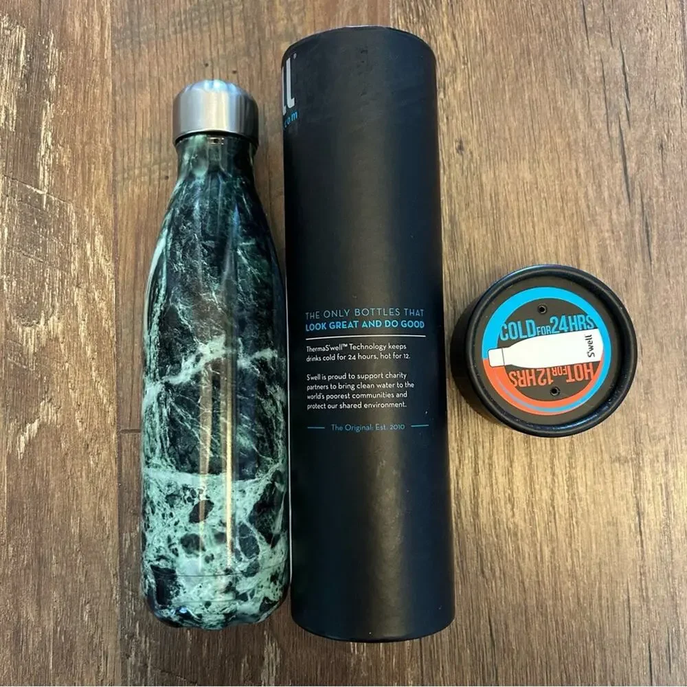 Swell 17oz Water Bottle in Baltic Green Marble